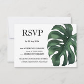 Green Tropical Palm Blätter Response Card UAWG RSVP Karte (Vorderseite)