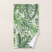 Green Tropical Palm Blätter Sommerinsel Breeze Badhandtuch Set (Handtuch)