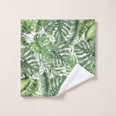 Green Tropical Palm Blätter Sommerinsel Breeze Badhandtuch Set (Waschlappen)