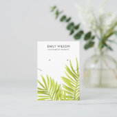 GREEN TROPICAL PALM FAUNA NECKLACE EARING DISPLAY VISITENKARTE (Stehend Vorderseite)