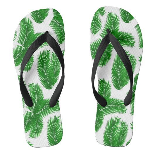 Green Tropical Palm Leaf Pattern Badesandalen (Fußbett)