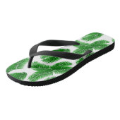 Green Tropical Palm Leaf Pattern Badesandalen (Schrägansicht)