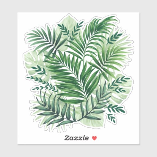Green Tropical Palm & Monstera Blätter Aufkleber (Blatt)