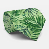 Green Tropical Palm & Monstera Blätter Krawatte (Gerollt)