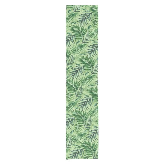 Green Tropical Palm & Monstera Blätter Kurzer Tischläufer (Vorderseite)