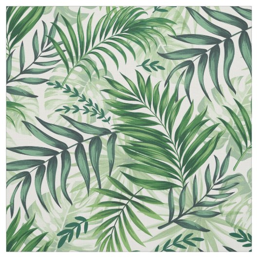 Green Tropical Palm & Monstera Blätter Stoff (Muster)