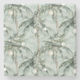 Green Tropical Palm Trees Christmas Steinuntersetzer