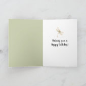 Green Tropical Peach Hibiscus Dragonfly Birthday Karte (Innenseite)