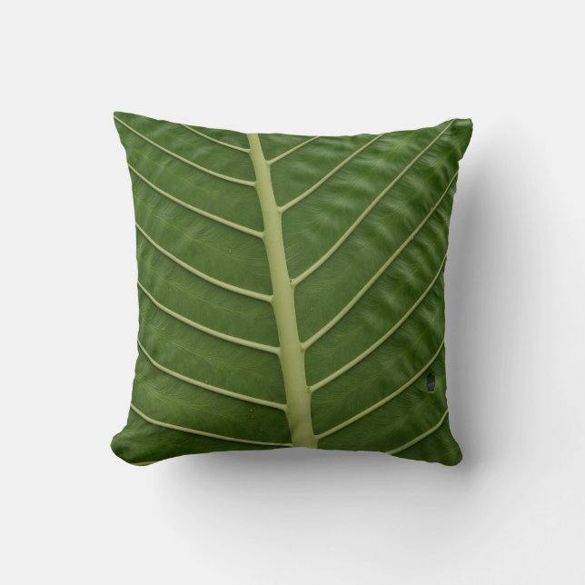 Green Tropical Rainforest Taro Leaf Veins Muster Kissen (Vorderseite)