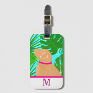 Green Tropical Tree Island Yellow Dog Luggage Tag Gepäckanhänger