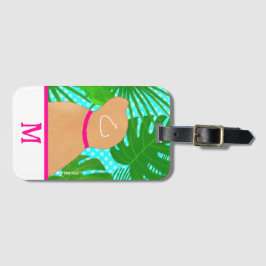 Green Tropical Tree Island Yellow Dog Luggage Tag Gepäckanhänger