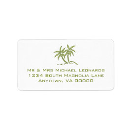 Green Tropical Twin Palm Trees UAWG Address Labels Adressaufkleber