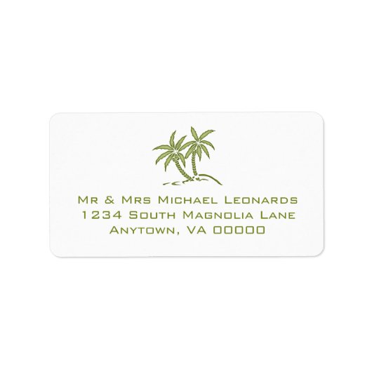 Green Tropical Twin Palm Trees UAWG Address Labels Adressaufkleber (Vorne)