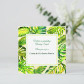 Green Tropical Watercolor Blätter Abschluss Einladung (Stehend Vorderseite)