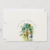 Green Tropical Watercolor Palm Tree Baby Dusche Einladung (Rückseite)