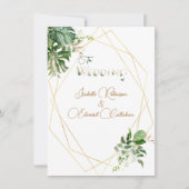 Green tropische Blätter vorne und hinten, geometri Einladung (Vorderseite)