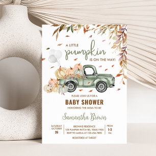 Green Truck Pumpkin Baby Dusche Einladung