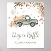 Green Truck Pumpkin Diaper Raffle Baby Dusche Poster (Vorne)