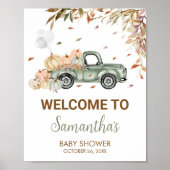 Green Truck Pumpkin Welcome Baby Dusche Poster (Vorne)