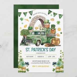 Green Truck St. Patricks Day Leprechaun Gnomes Einladung