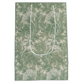 Green Tulips William Morris Geschenktasche Mittlere Geschenktüte (Rückseite)