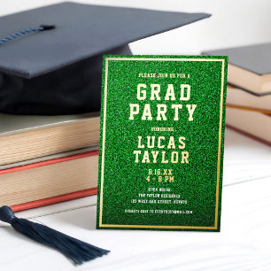 Green Turf Sports Theme Grad Party Folieneinladung