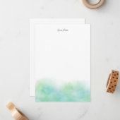 Green Türkis Watercolor Abstrakt Mitteilungskarte (Vorderseite/Rückseite Beispiel)