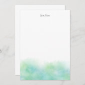 Green Türkis Watercolor Abstrakt Mitteilungskarte (Vorne/Hinten)
