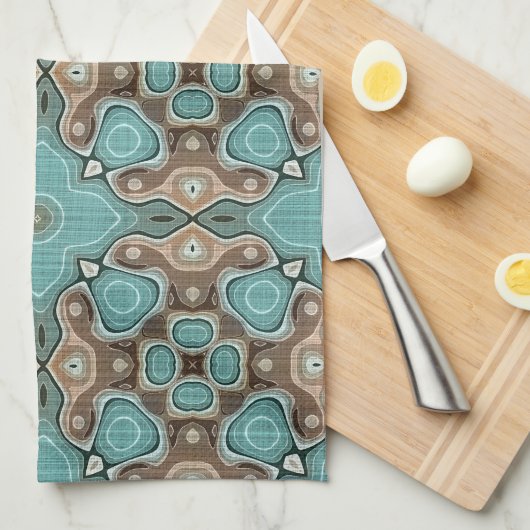 Green Türkise Brown Angesagt Bohemisch Bali Art Mo Geschirrtuch (Viertel Falte)