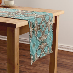 Green Türkise Brown Angesagt Bohemisch Bali Art Mo Kurzer Tischläufer