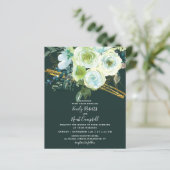 Green Turquoise Floral Gold Foto Hochzeit (Stehend Vorderseite)