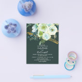 Green Turquoise Floral Gold Glitzer Hochzeit Flyer (Einzeln)