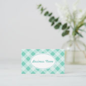 Green Turquoise Gingham Business Card Visitenkarte (Stehend Vorderseite)