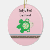 Green Turtle Baby's First Christmas Keramik Ornament (Links)