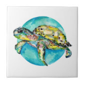 Green Turtle Blue Circle Fliese (Vorderseite)