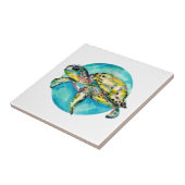Green Turtle Blue Circle Fliese (Seite)