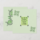 Green Turtle Dot Art Save the Date, Date (Vorne/Hinten)