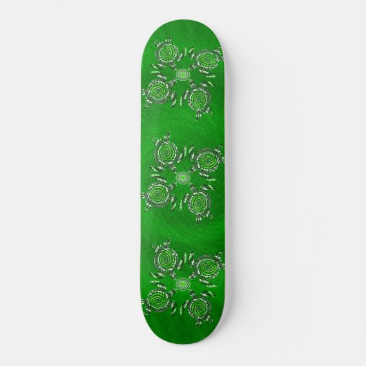 Green Turtle Dot Art, Skateboard (Vorderseite)