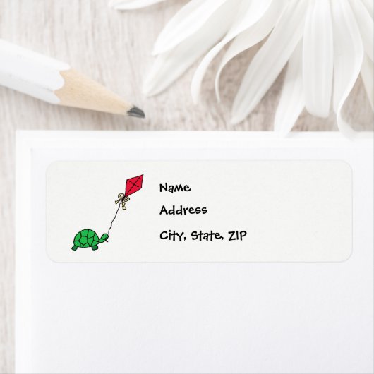 Green Turtle Flying Red Kite Address Labels (Insitu)
