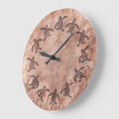 Green Turtle Hammered Metal Pattern Wall Clock Große Wanduhr (Winkel)