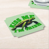 Green Turtle - Kiss Me I'm Irish Untersetzer (angewinkelt)