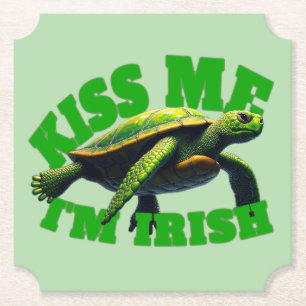 Green Turtle - Kiss Me I'm Irish Untersetzer