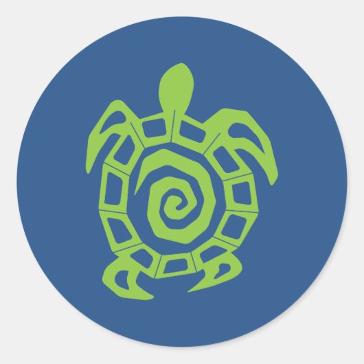 Green Turtle Pattern Runder Aufkleber (Vorderseite)