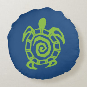 Green Turtle Pattern Rundes Kissen