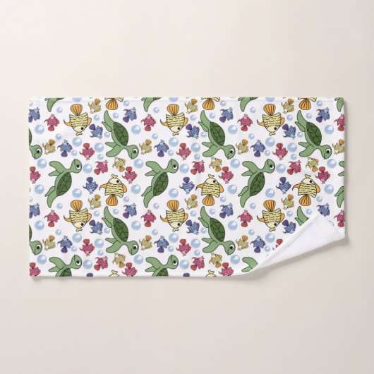 Green Turtles And Yellow Fish  Badhandtuch Set (Handtuch)
