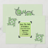 Green Turtles Dot Art Save the Date, Einladung (Vorne/Hinten)