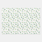 Green Twigs & Red Berries Mixed Christmas Patterns Geschenkpapier Set (Vorderseite)