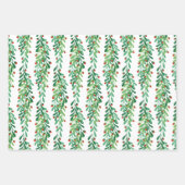 Green Twigs & Red Berries Weihnachtsmuster Geschenkpapier Set (Vorderseite 3)