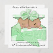 Green TWIN Baby Shower Einladung Afro American (Vorne/Hinten)