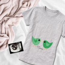Green Twin Birds Maternity Shirt